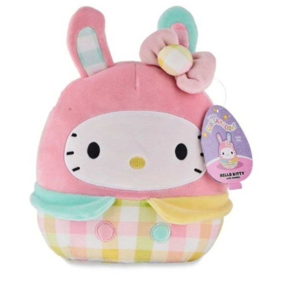 Squishmallows Hello Kitty by Sanrio (2023) 10" Pink Plaid Easter Bunny